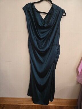 Satin Draped Midi Dress